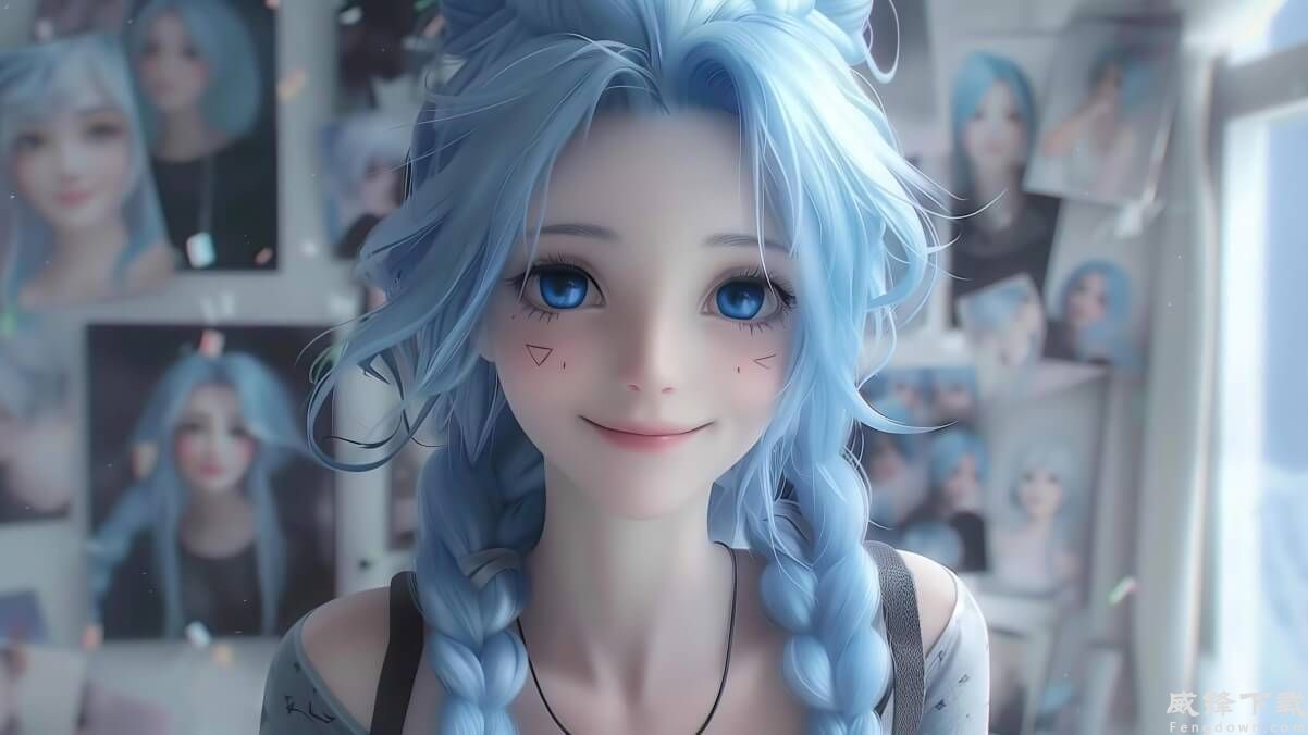 甜美金克丝 报纸墙 4k动漫壁纸