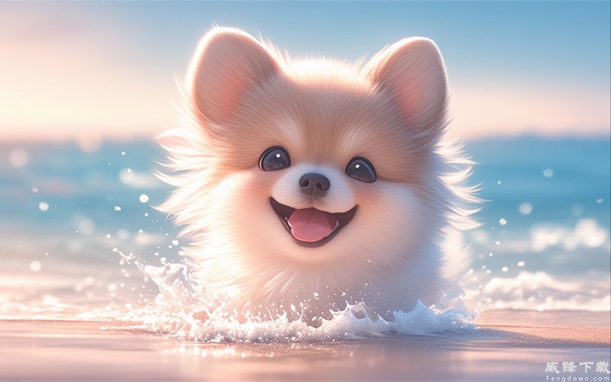小狗 小可爱 海边 4k壁纸