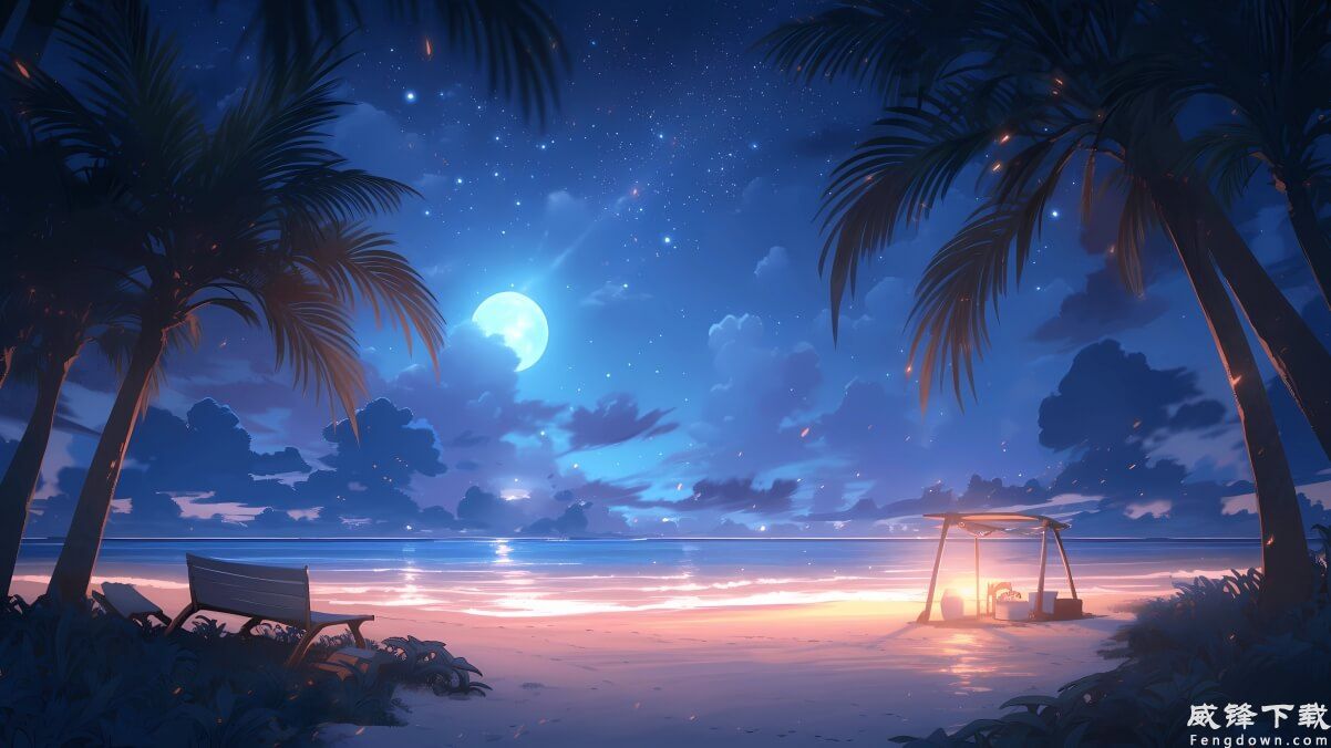 海边 夜景 星空 沙滩 4k风景壁纸