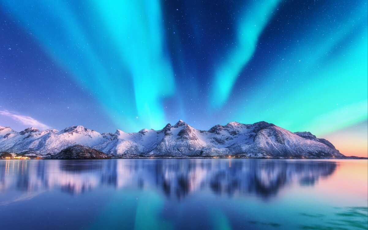蓝色极光 山水 风景 4K壁纸
